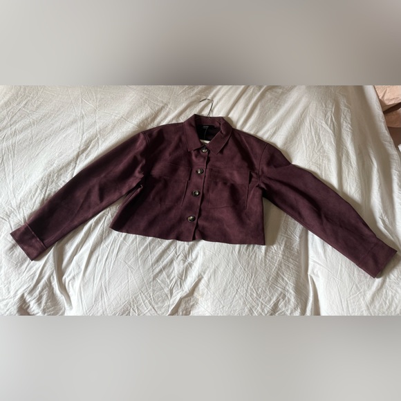 ❤️NWT Forever 21 Burgundy Faux Suede Schacket - Chore Jacket ❤️ - Picture 1 of 10